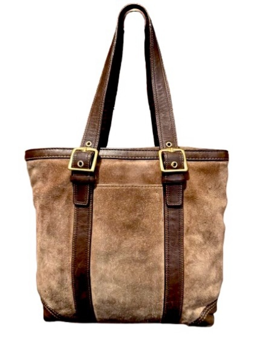 Coach F10196 Carly Suede Shoulder Tote (Brown) - Fair